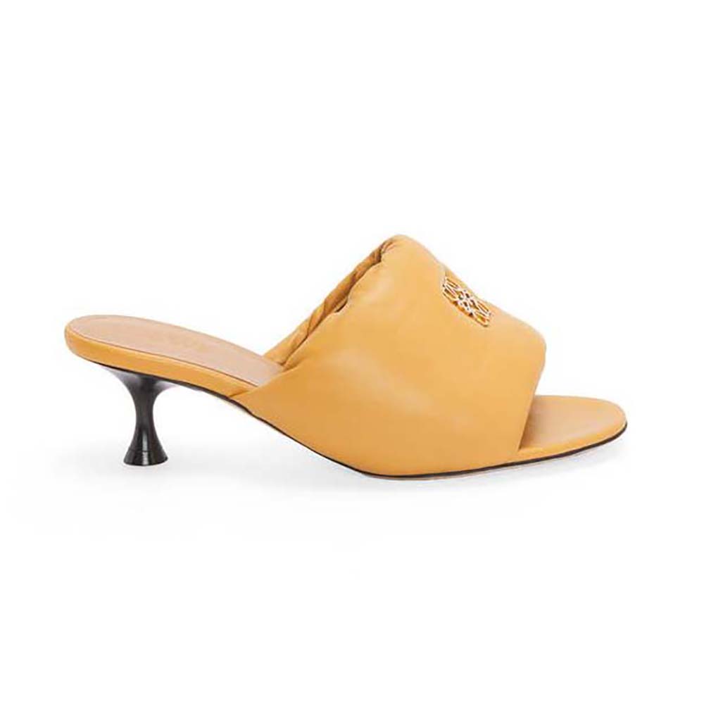Side profile of Loewe Women Anagram Padded Mule in Lambskin-Orange