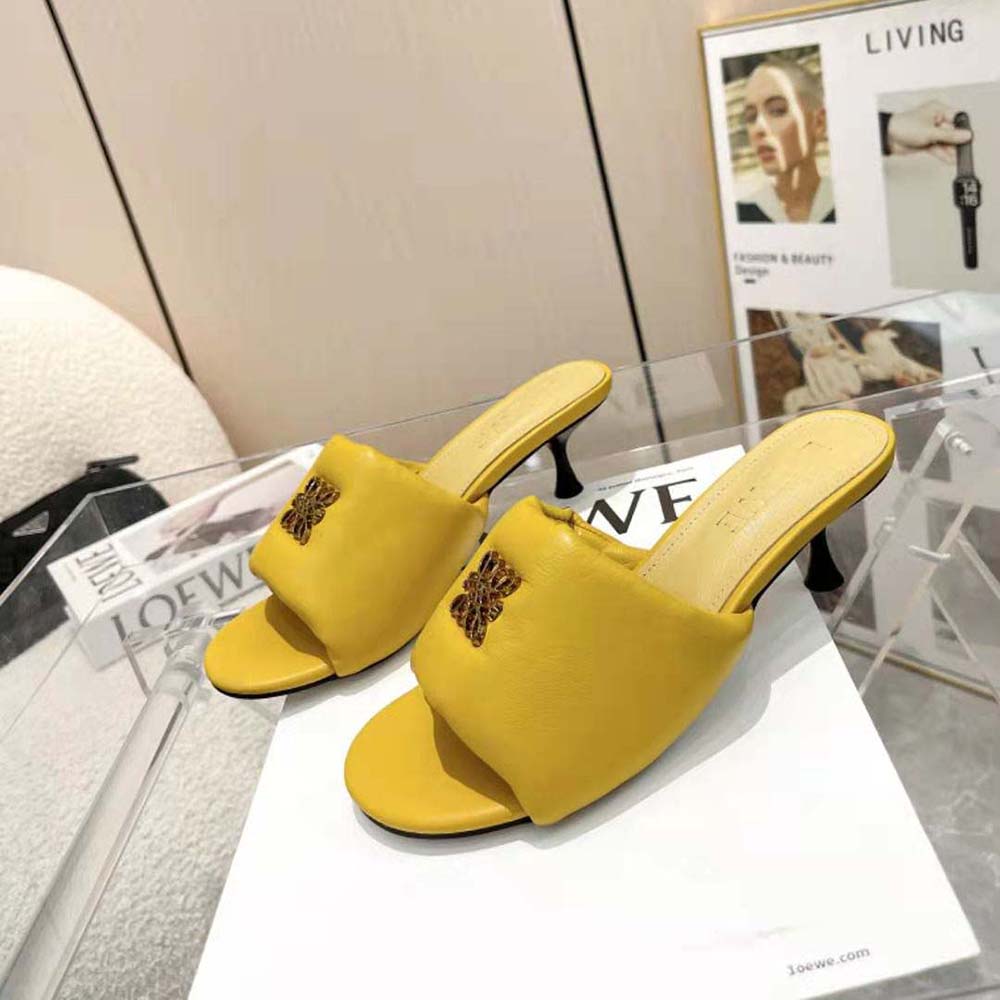 Top view showing slip-on design of Loewe Women Anagram Padded Mule