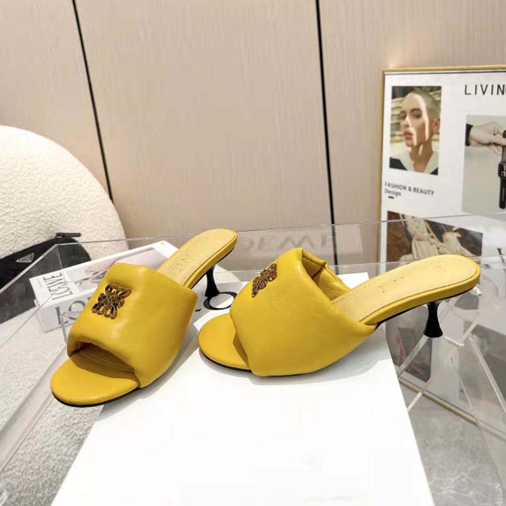 Loewe Women Anagram Padded Mule in Lambskin-Orange - image 7