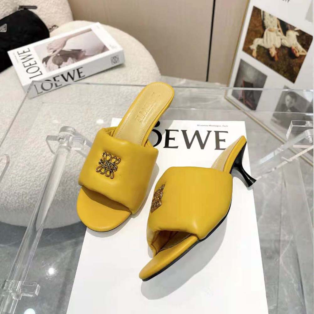 Loewe Women Anagram Padded Mule in Lambskin-Orange - image 4