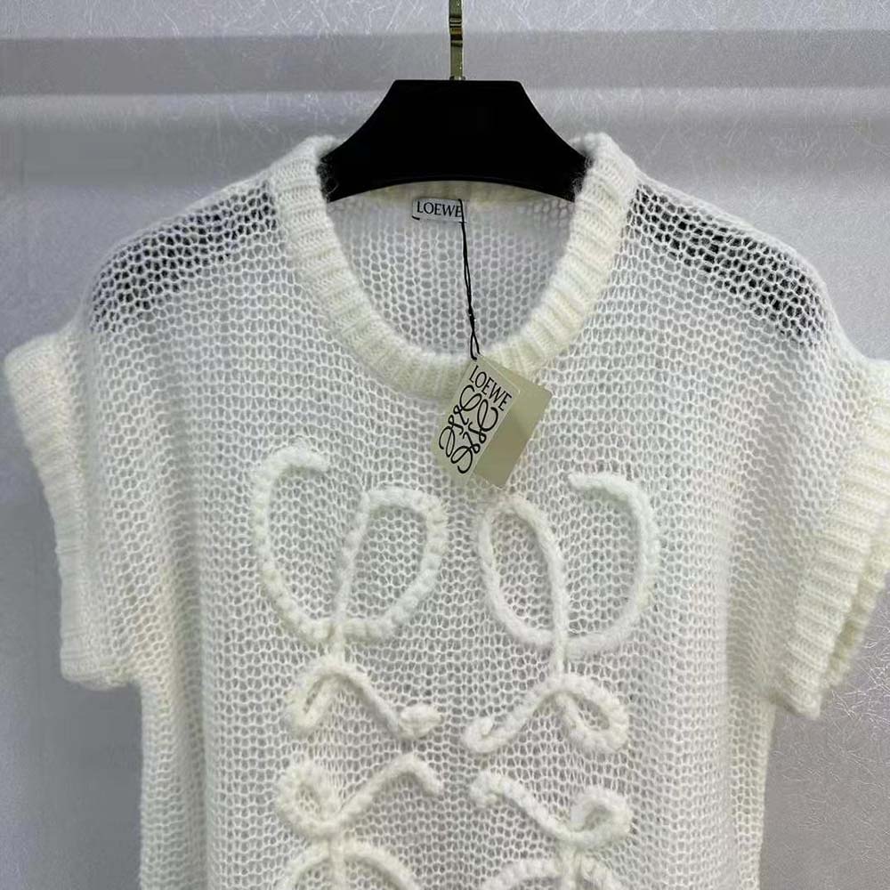 Loewe Women Anagram Vest in Mohair-White - image 4