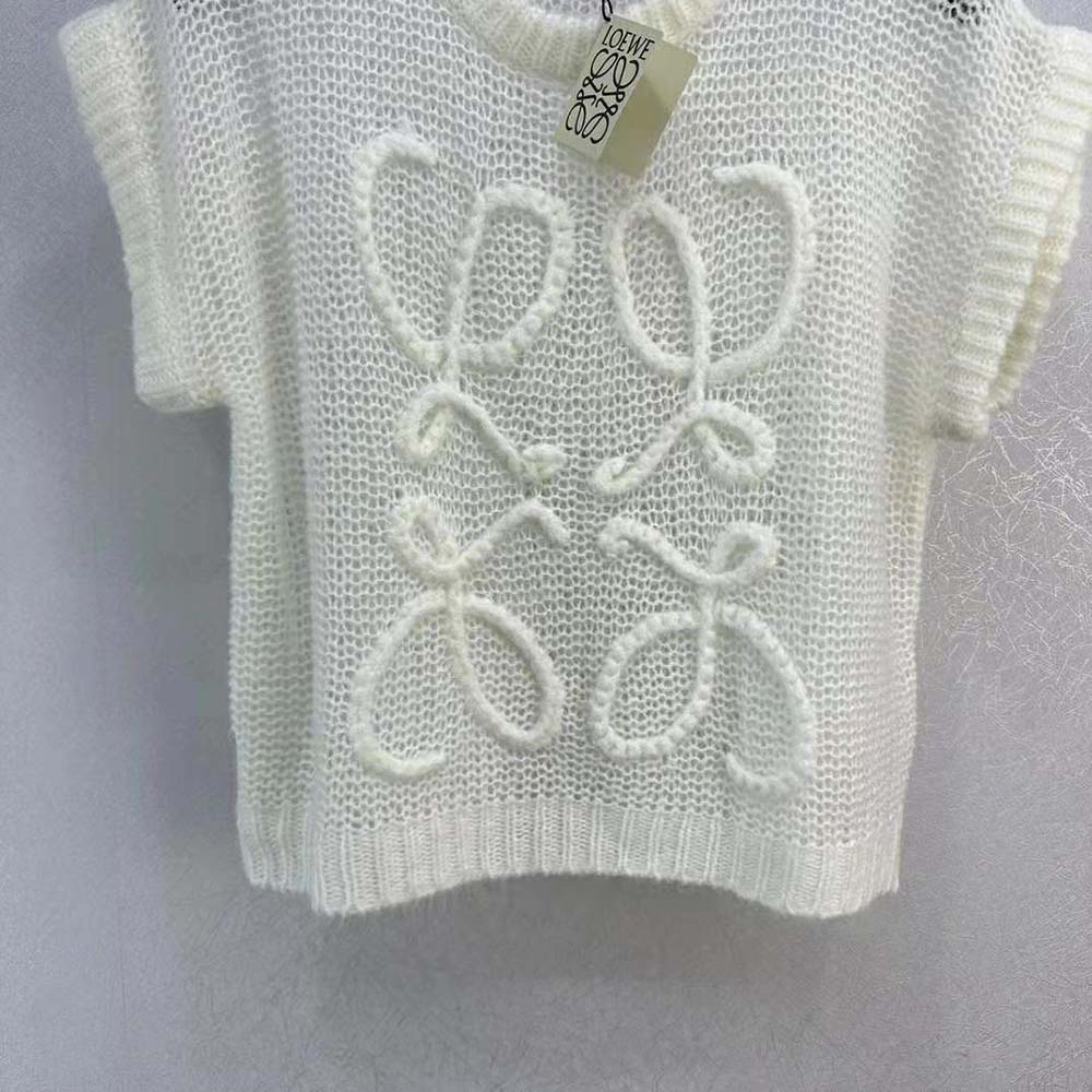 Loewe Women Anagram Vest in Mohair-White - image 8