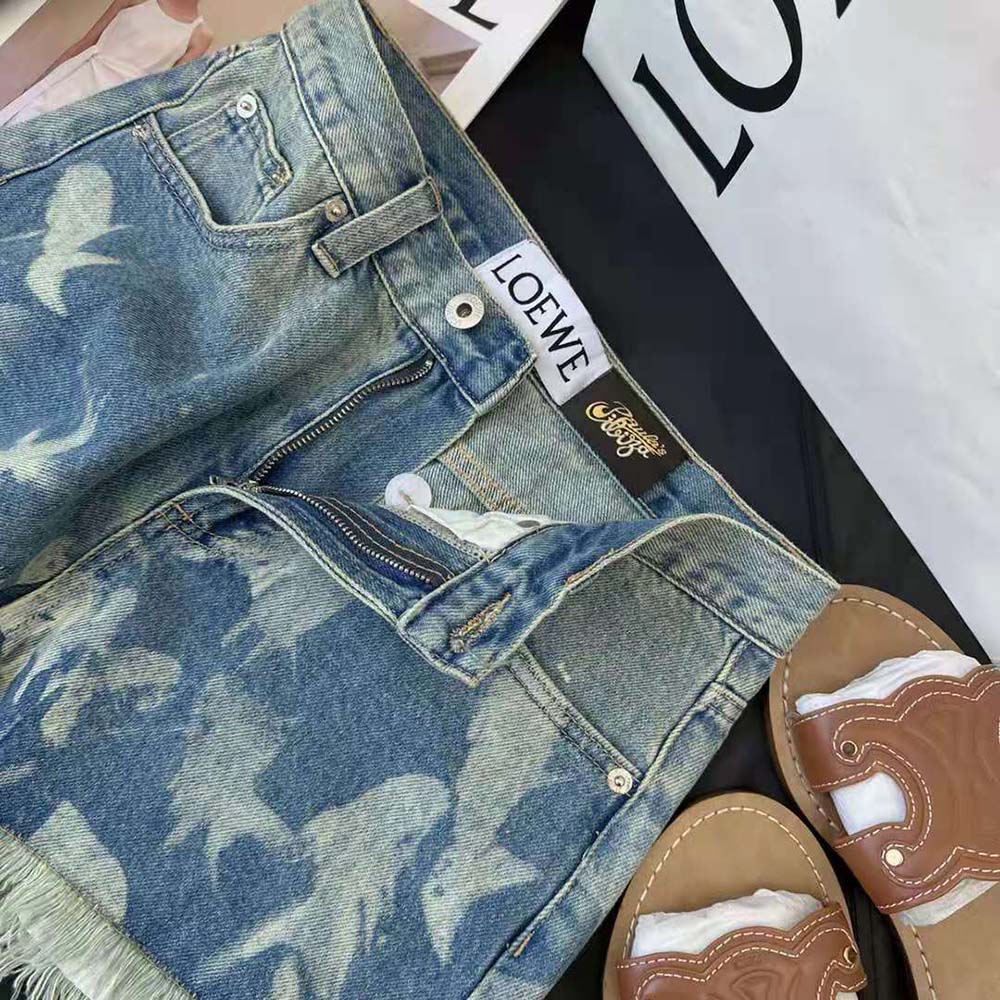 Loewe Women Fish Shorts in Denim - image 5