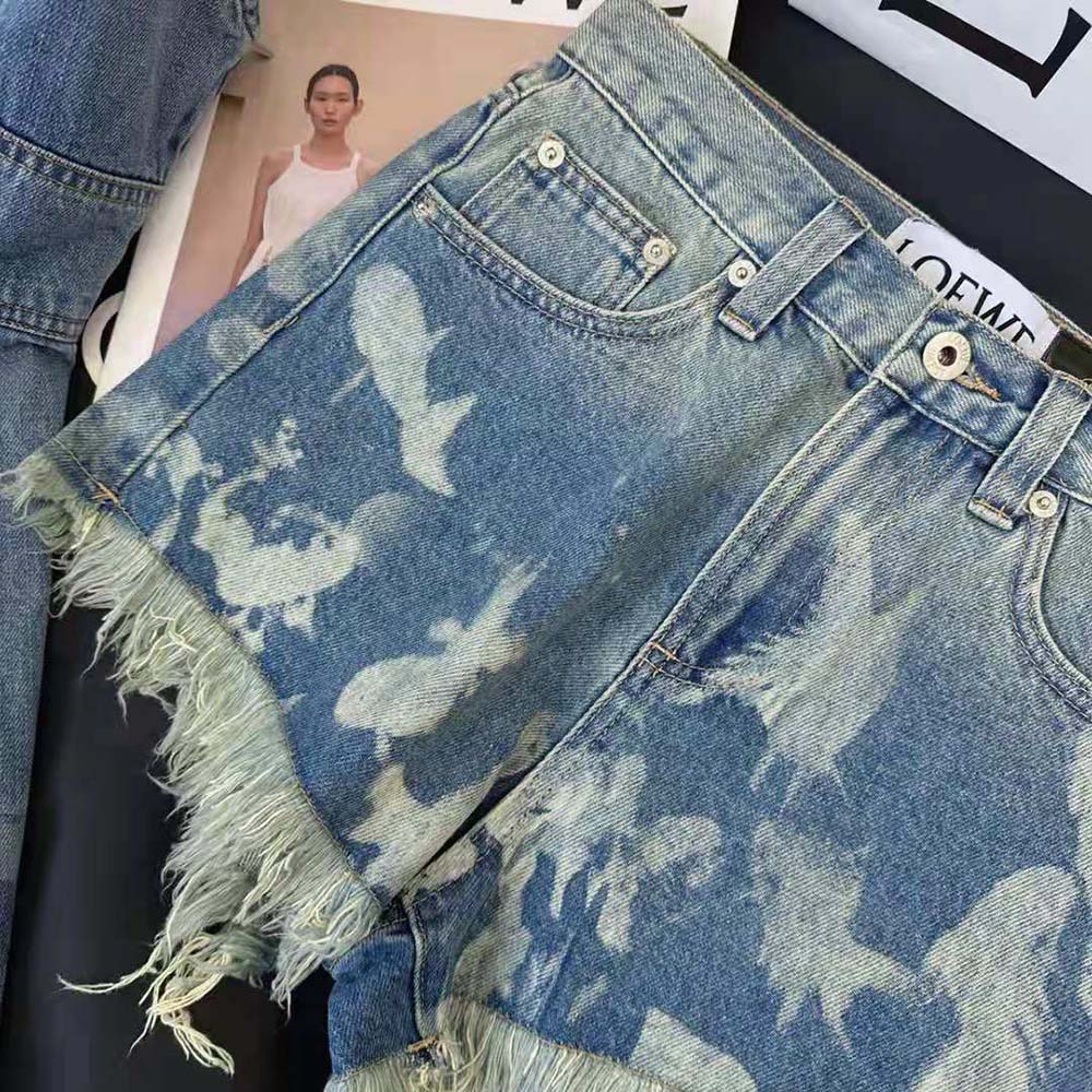 Loewe Women Fish Shorts in Denim - image 4