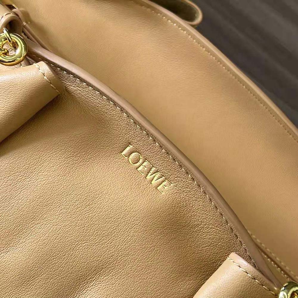 Loewe Women Small Paseo Bag in Shiny Nappa Calfskin with Chain-Sandy - image 8