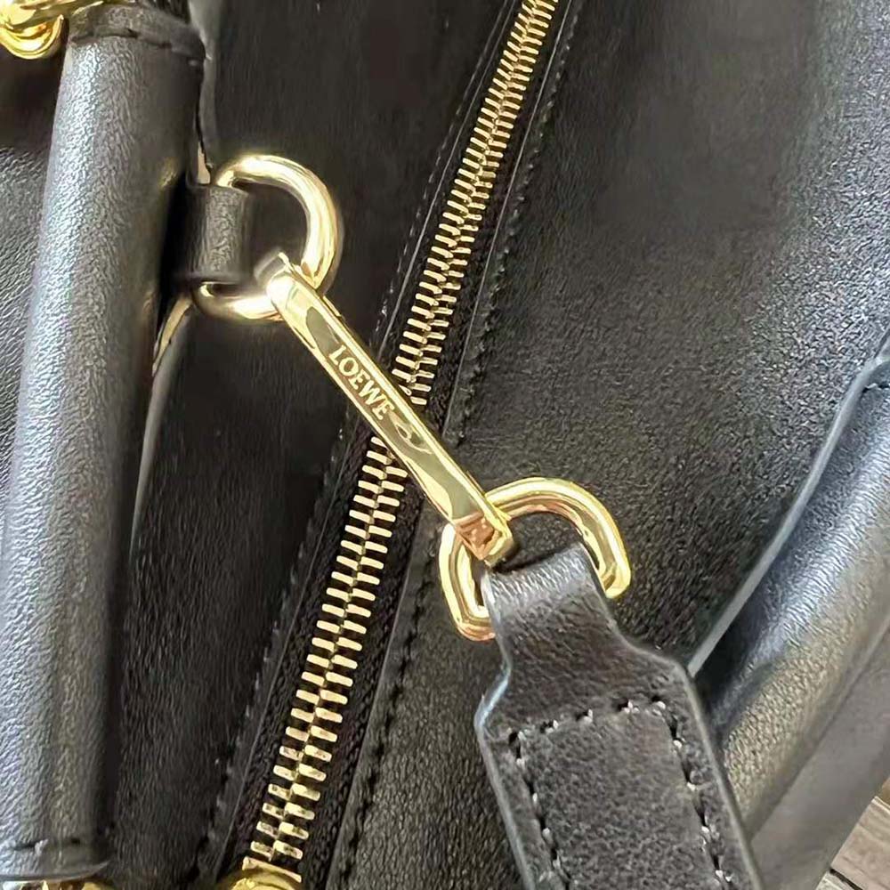 Loewe Women Small Paseo Bag in Shiny Nappa Calfskin with Chain-Black - image 8