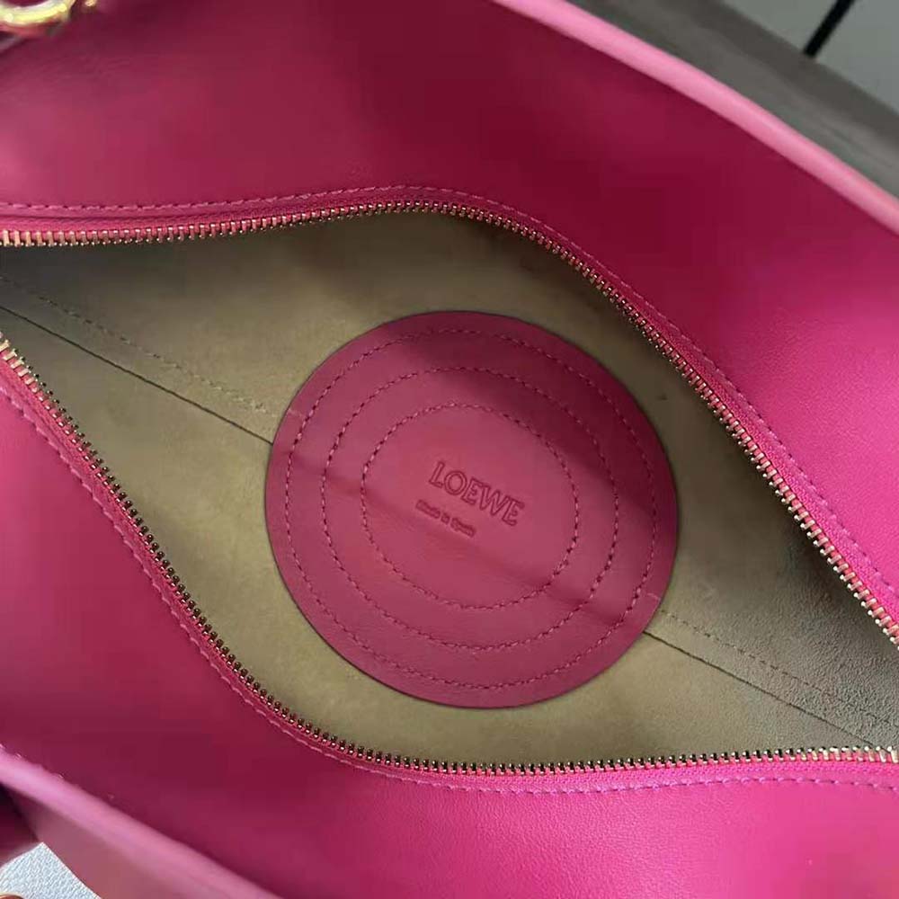 Loewe Women Small Paseo Bag in Shiny Nappa Calfskin with Chain-Rose - image 10