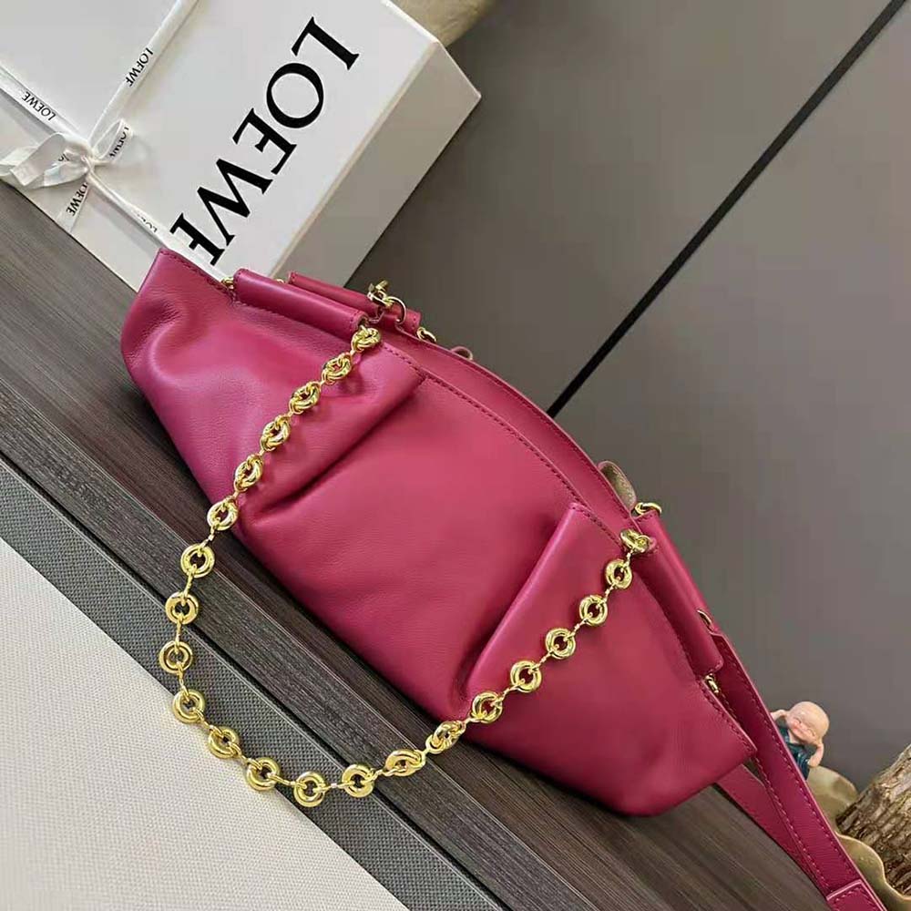 Close-up of silver chain detail on Loewe Women Small Paseo Bag