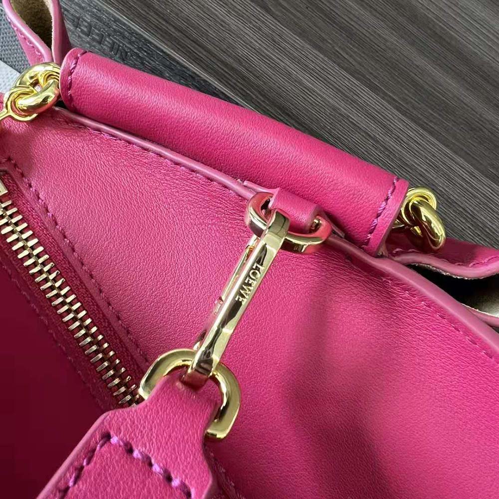 Loewe Women Small Paseo Bag in Shiny Nappa Calfskin with Chain-Rose - image 9