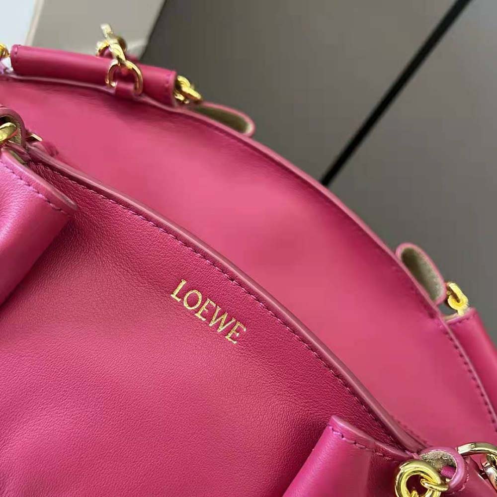 Loewe Women Small Paseo Bag in Shiny Nappa Calfskin with Chain-Rose - image 8