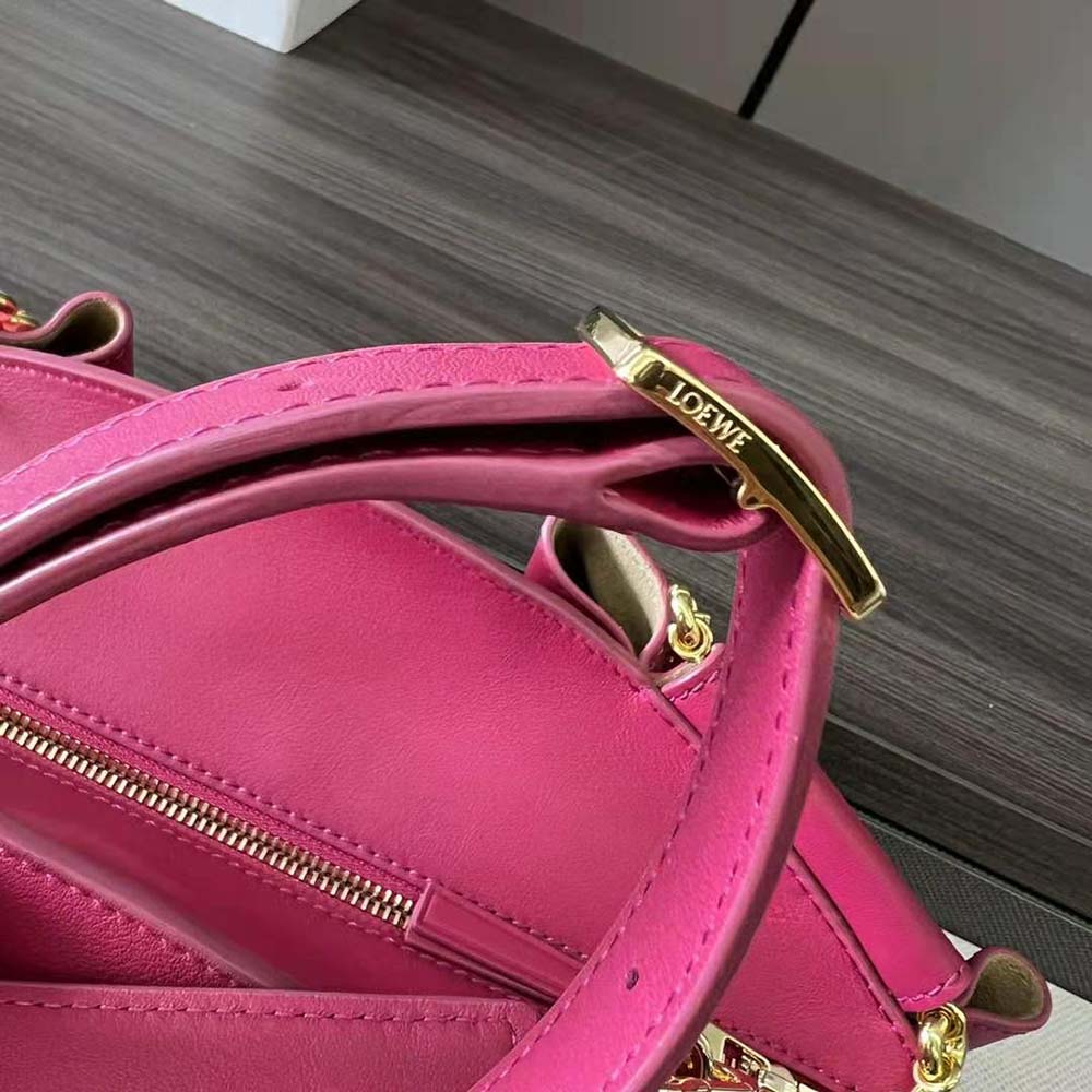 Loewe Women Small Paseo Bag in Shiny Nappa Calfskin with Chain-Rose - image 7