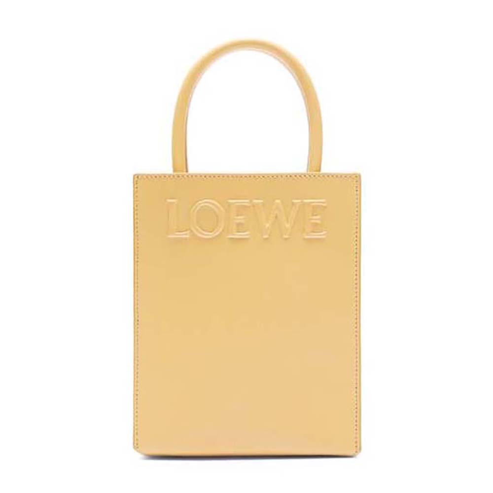 Front view of Loewe Women Standard A5 Tote in sleek calfskin gold