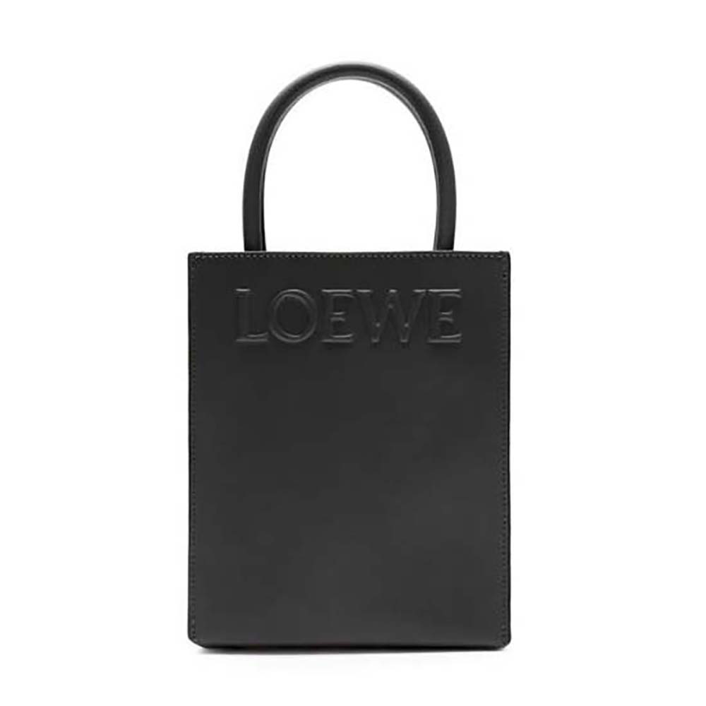 Front view of Loewe Women Standard A5 Tote in Sleek Calfskin-Black