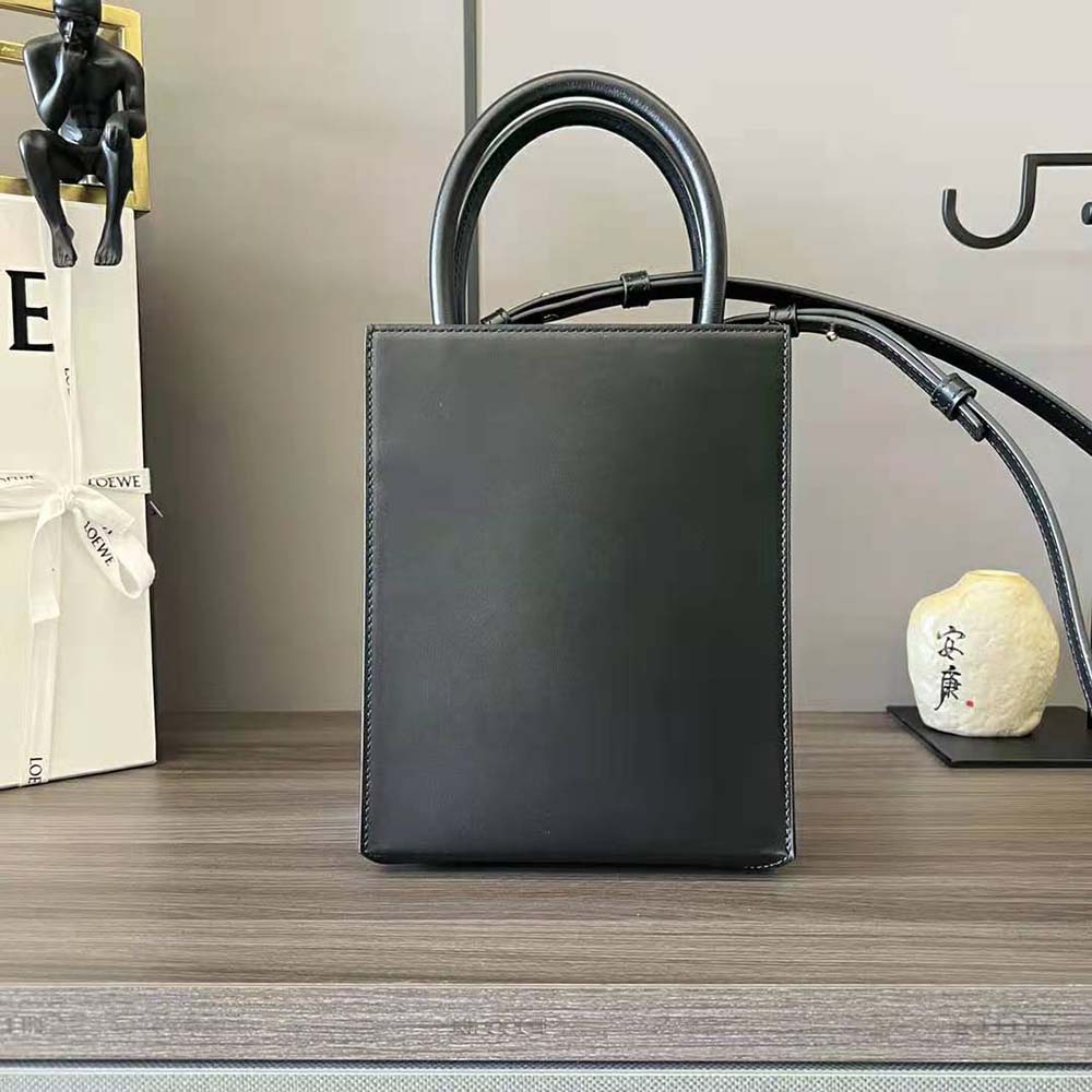 Side angle highlighting structured silhouette of Loewe Women Standard A5 Tote