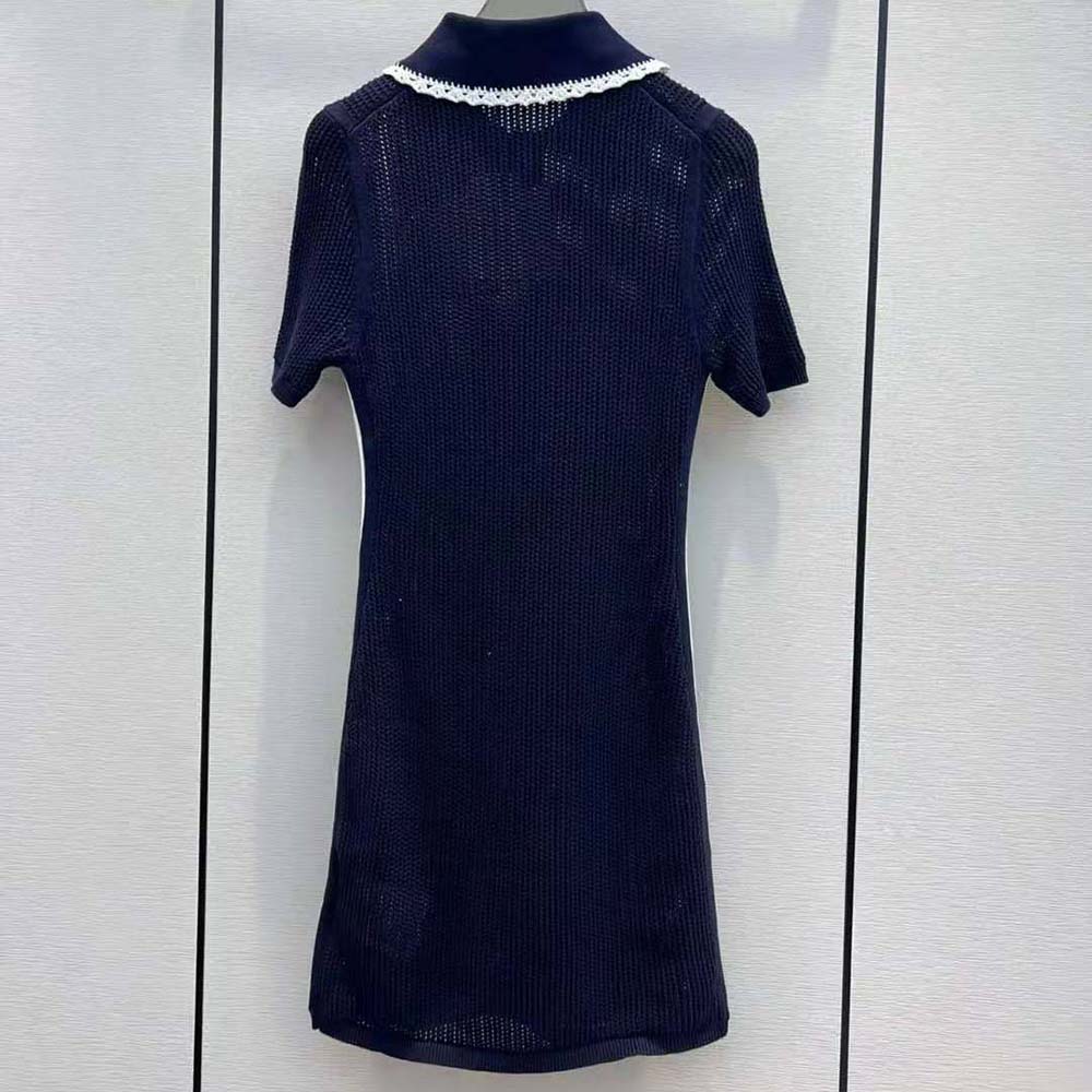Side angle showing fitted silhouette of Miu Miu Women Cotton Knit Dress