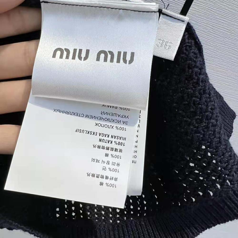 Miu Miu Women Cotton Knit Dress with Intarsia Logo - image 9