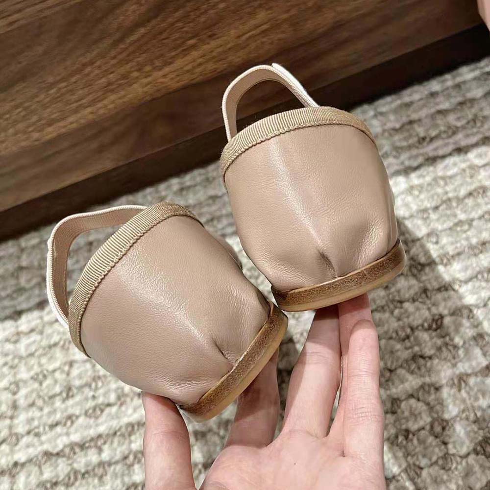 Miu Miu Women Leather Ballerinas with Fabric Logo Label-Beige - image 10