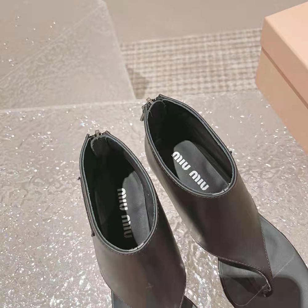 Miu Miu Women Leather Thong Booties-Black - image 10