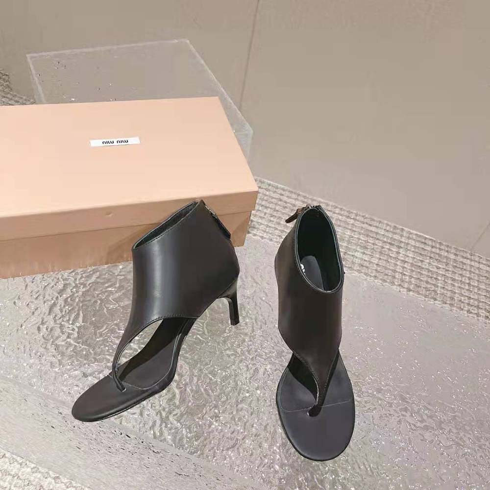 Miu Miu Women Leather Thong Booties-Black - image 4