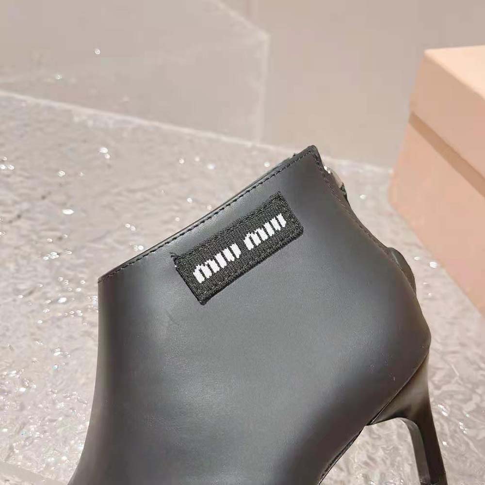 Miu Miu Women Leather Thong Booties-Black - image 9