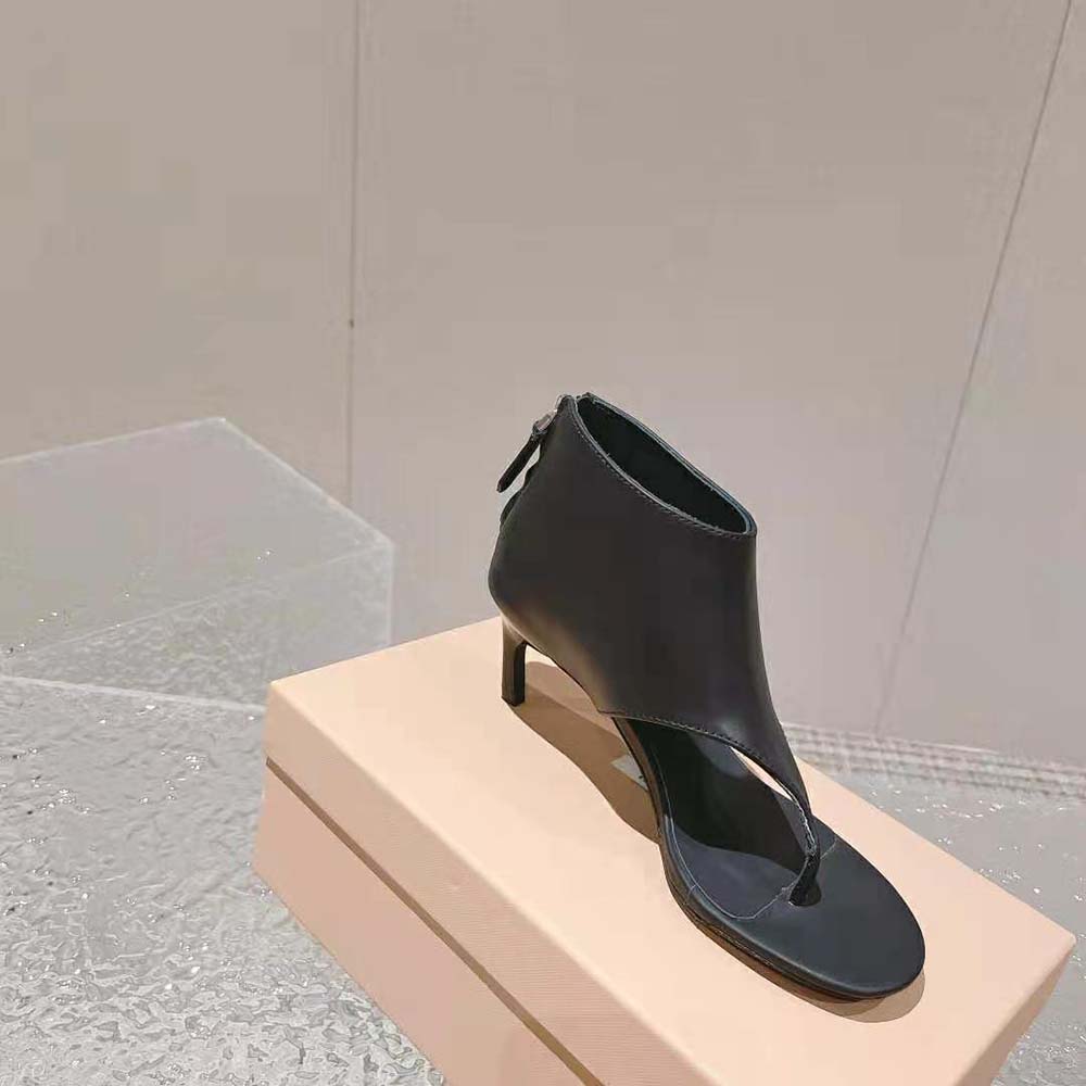 Miu Miu Women Leather Thong Booties-Black - image 6