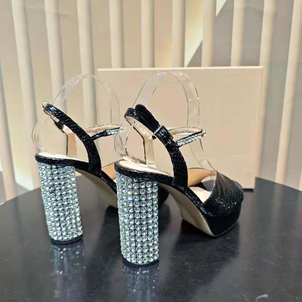 Miu Miu Women Lizard-print Leather Platform Sandals-Black - image 10