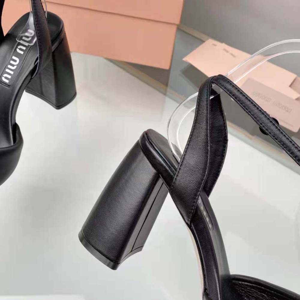 Miu Miu Women Padded Leather Sandals in 85 mm Heel Height-Black - image 10