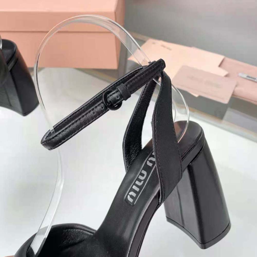 Miu Miu Women Padded Leather Sandals in 85 mm Heel Height-Black - image 8