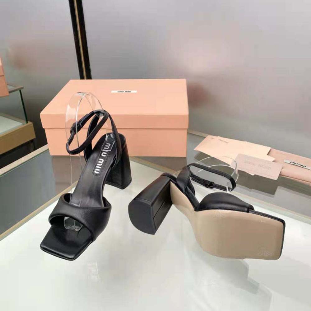 Miu Miu Women Padded Leather Sandals in 85 mm Heel Height-Black - image 9