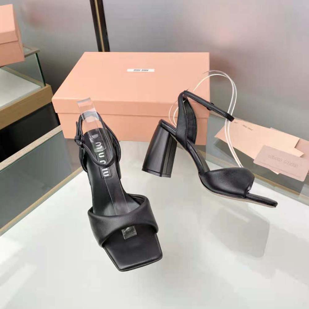 Miu Miu Women Padded Leather Sandals in 85 mm Heel Height-Black - image 5