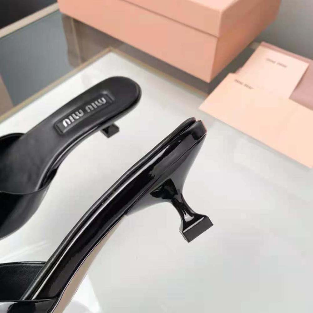 Miu Miu Women Patent Leather Sandals in 45 mm Heel Height-Black - image 10