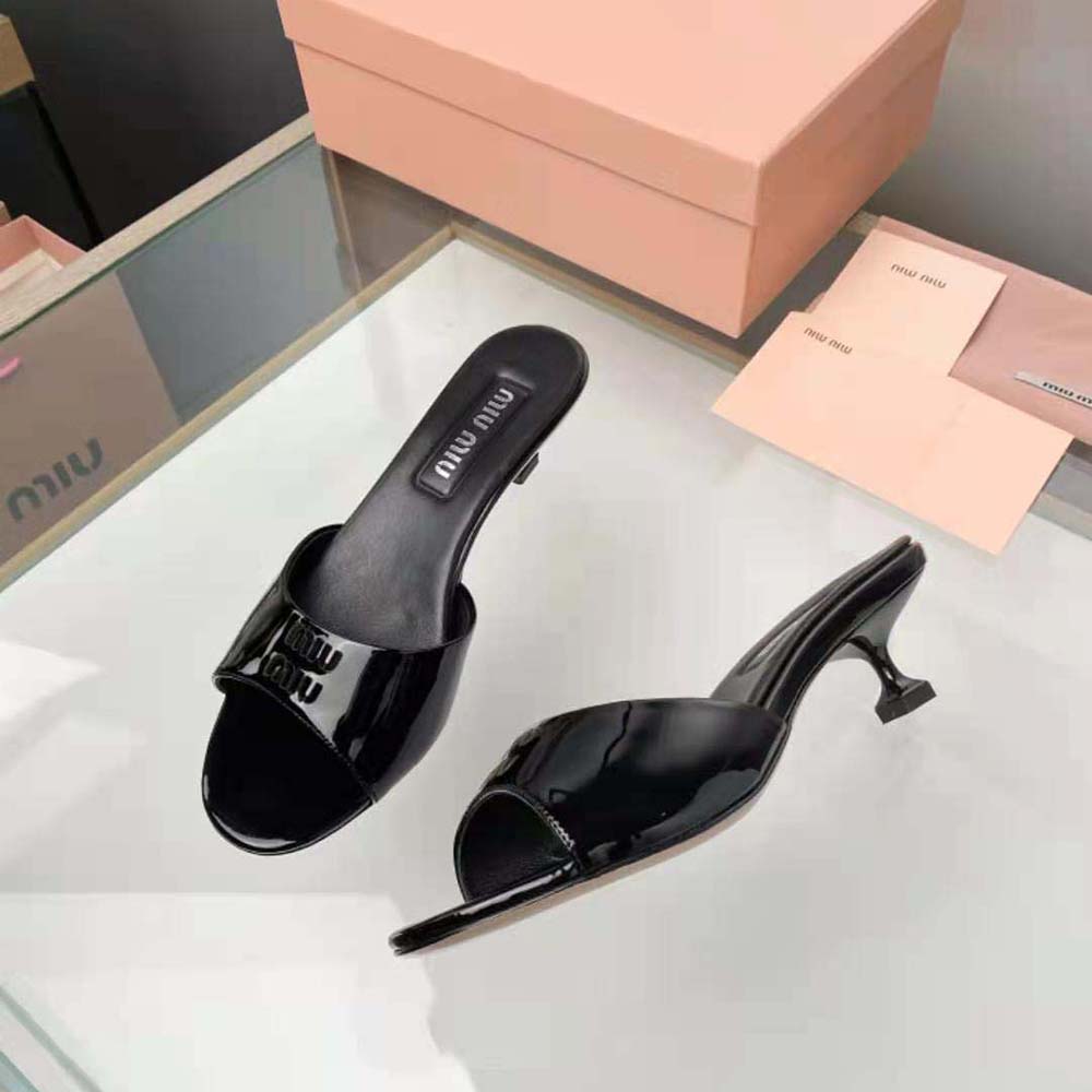 Miu Miu Women Patent Leather Sandals in 45 mm Heel Height-Black - image 6