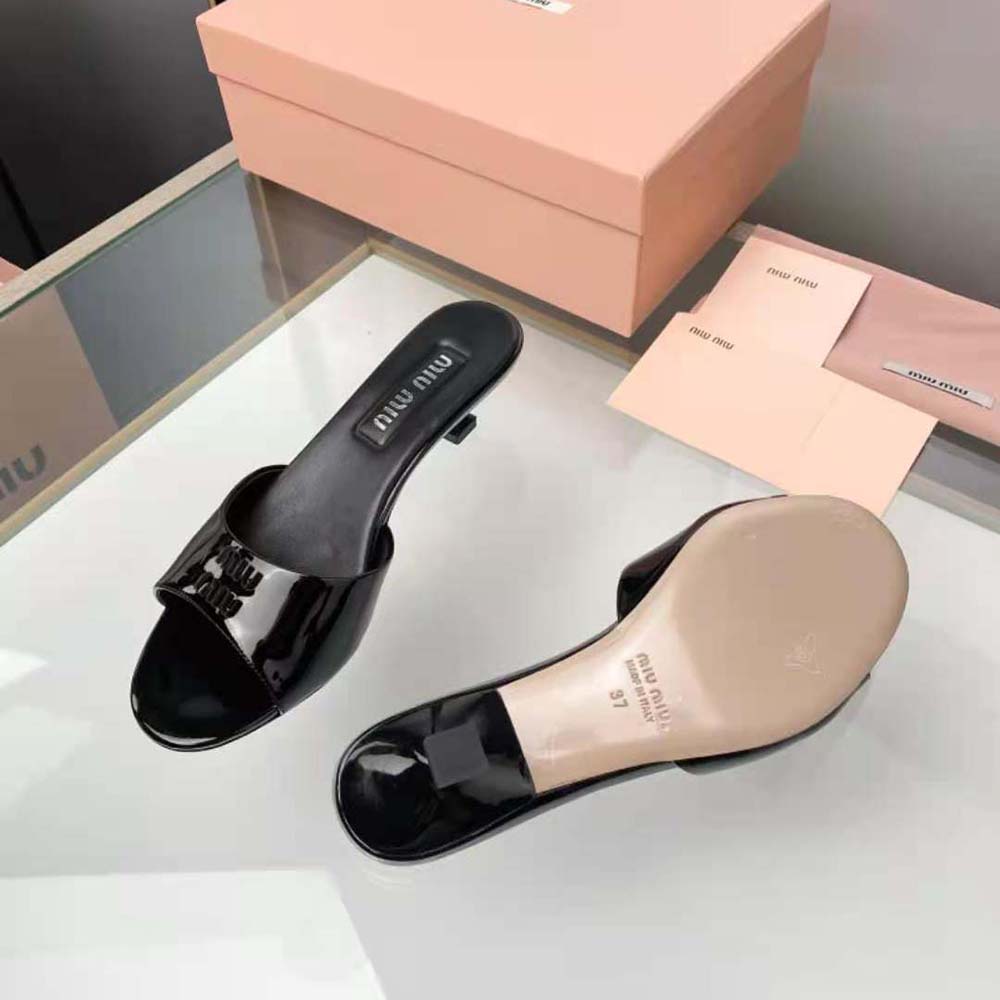 Miu Miu Women Patent Leather Sandals in 45 mm Heel Height-Black - image 9