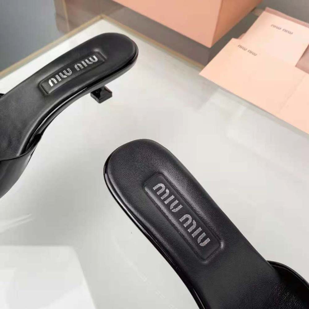 Miu Miu Women Patent Leather Sandals in 45 mm Heel Height-Black - image 8