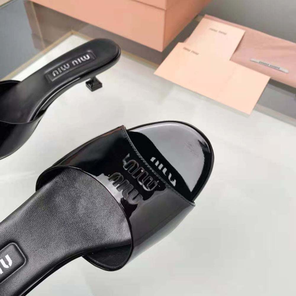 Miu Miu Women Patent Leather Sandals in 45 mm Heel Height-Black - image 7