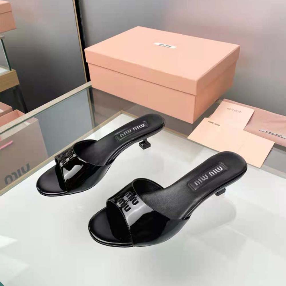 Miu Miu Women Patent Leather Sandals in 45 mm Heel Height-Black - image 5