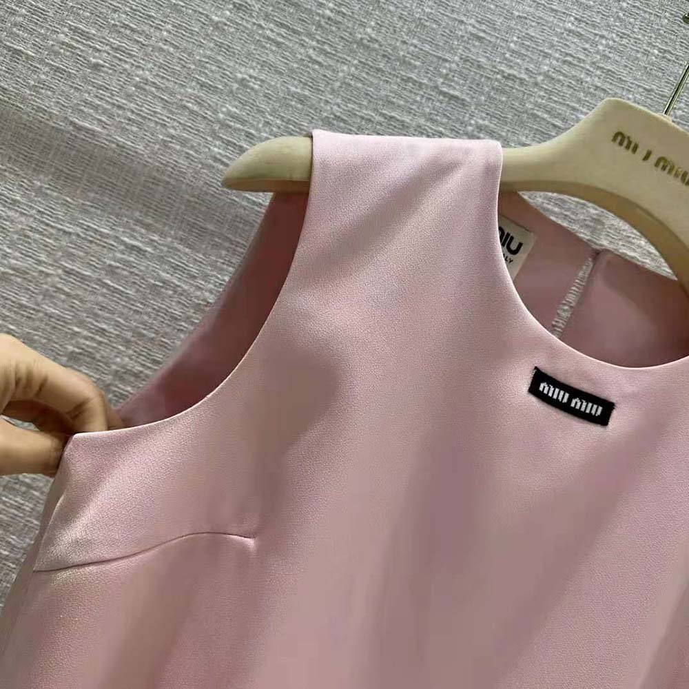Miu Miu Women Satin Mini-dress with Jacquard Logo-Pink - image 7
