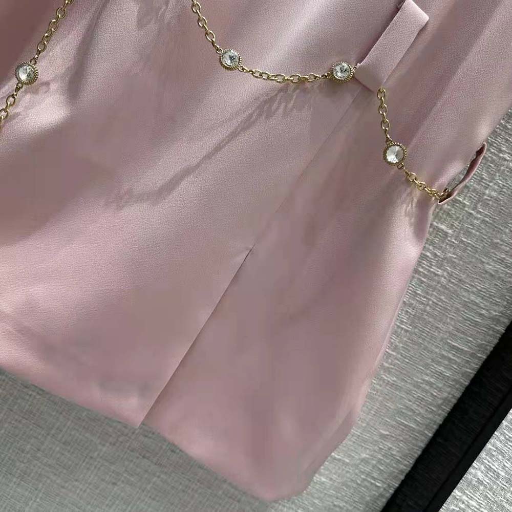 Miu Miu Women Satin Mini-dress with Jacquard Logo-Pink - image 9