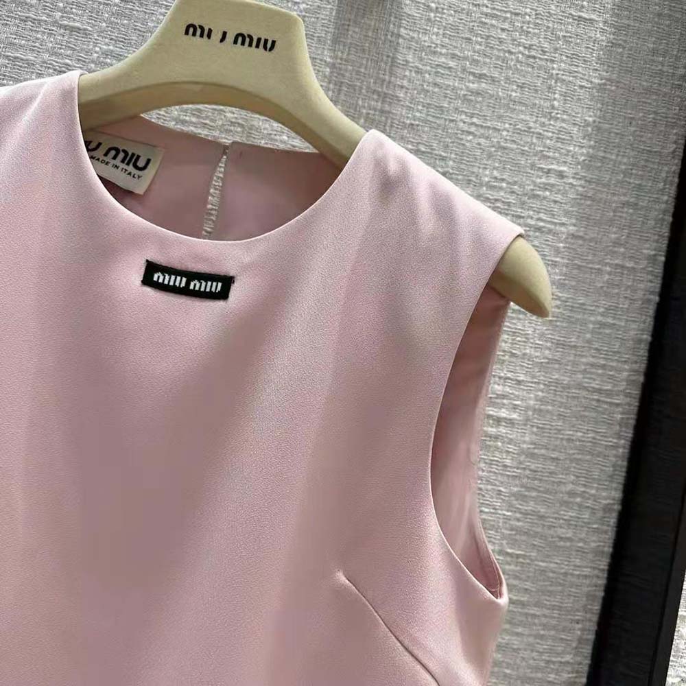 Miu Miu Women Satin Mini-dress with Jacquard Logo-Pink - image 5