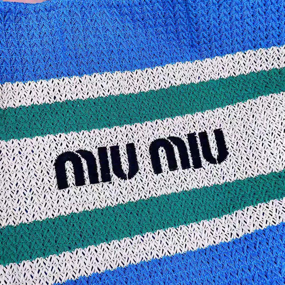 Miu Miu Women Woven Fabric Tote Bag-Blue - image 7
