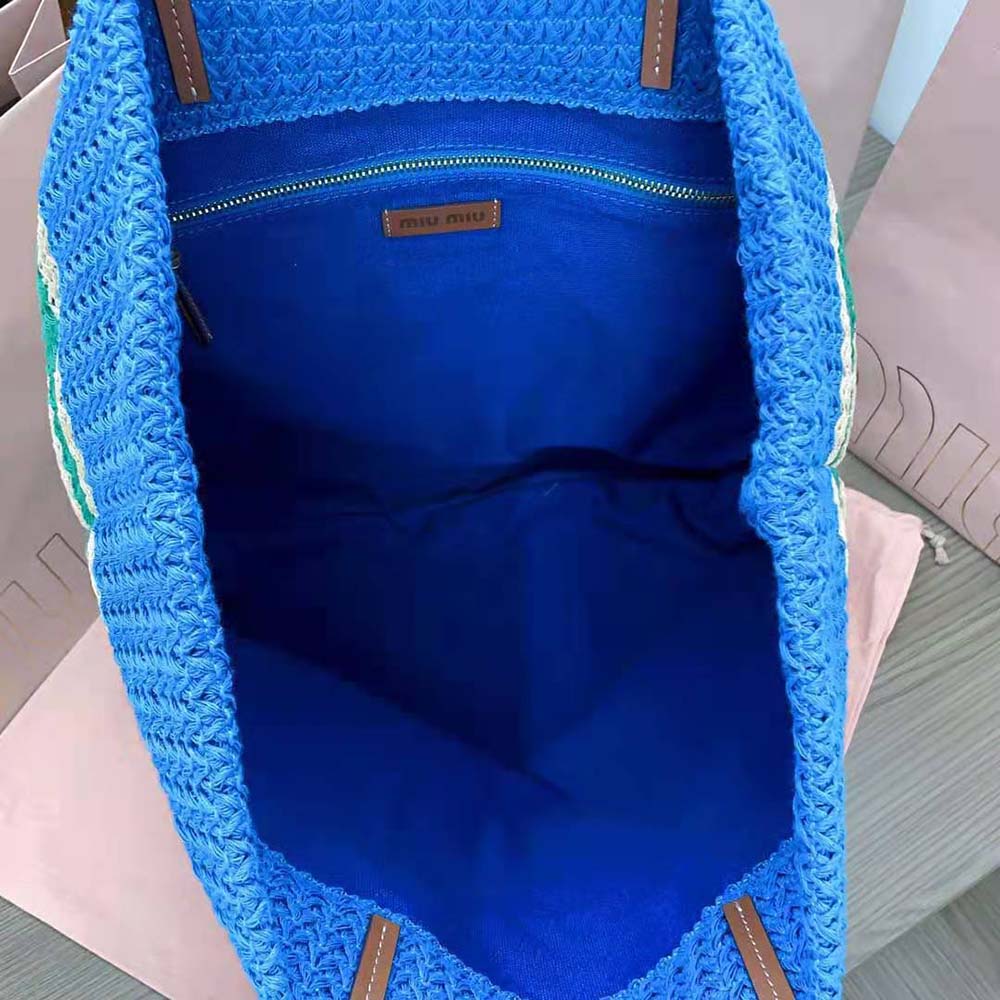 Miu Miu Women Woven Fabric Tote Bag-Blue - image 10