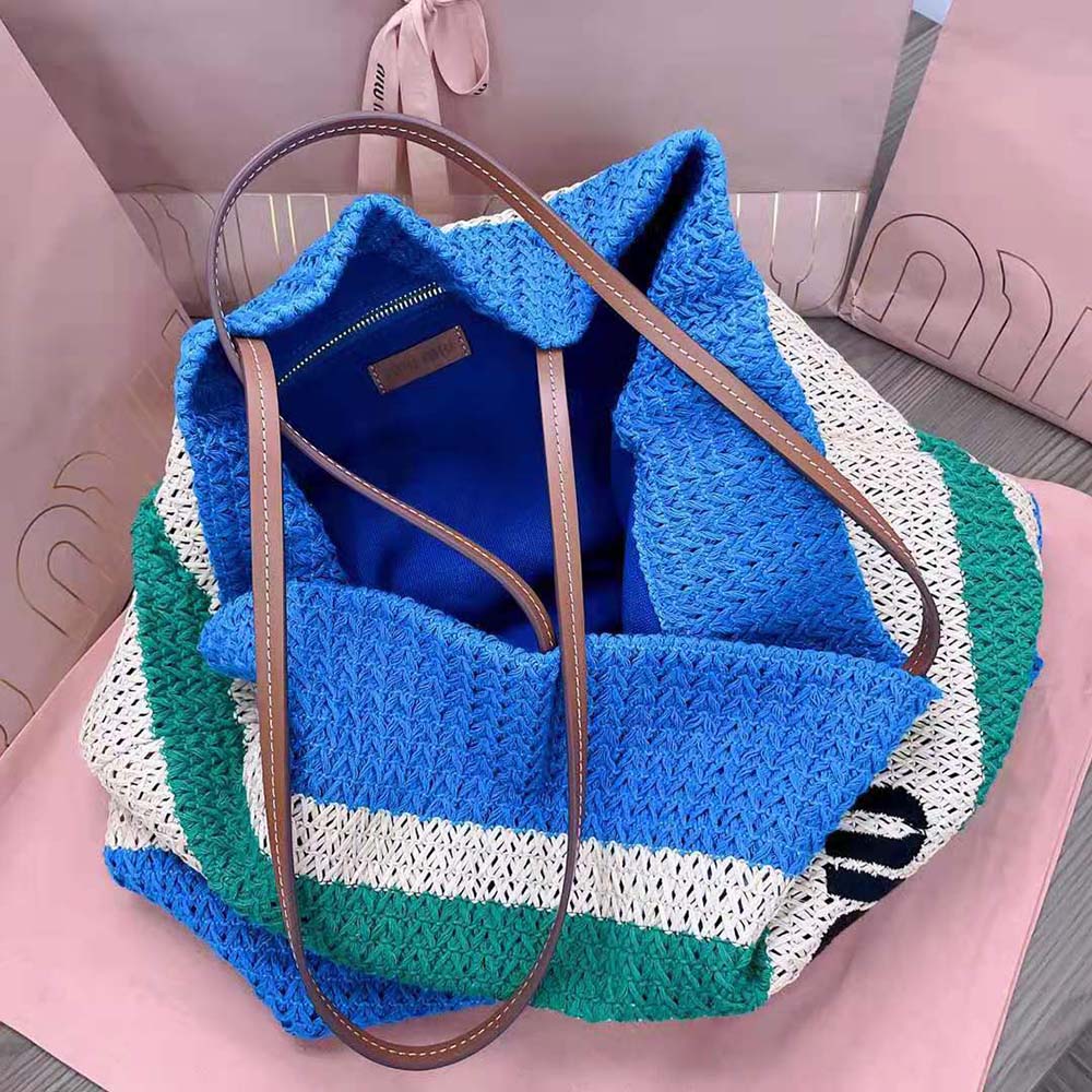 Miu Miu Women Woven Fabric Tote Bag-Blue - image 8