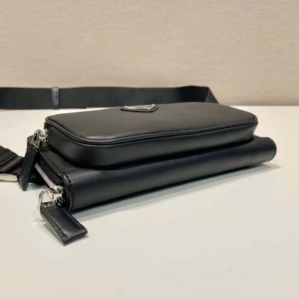 Prada Men Leather Shoulder Bag-Black - image 7