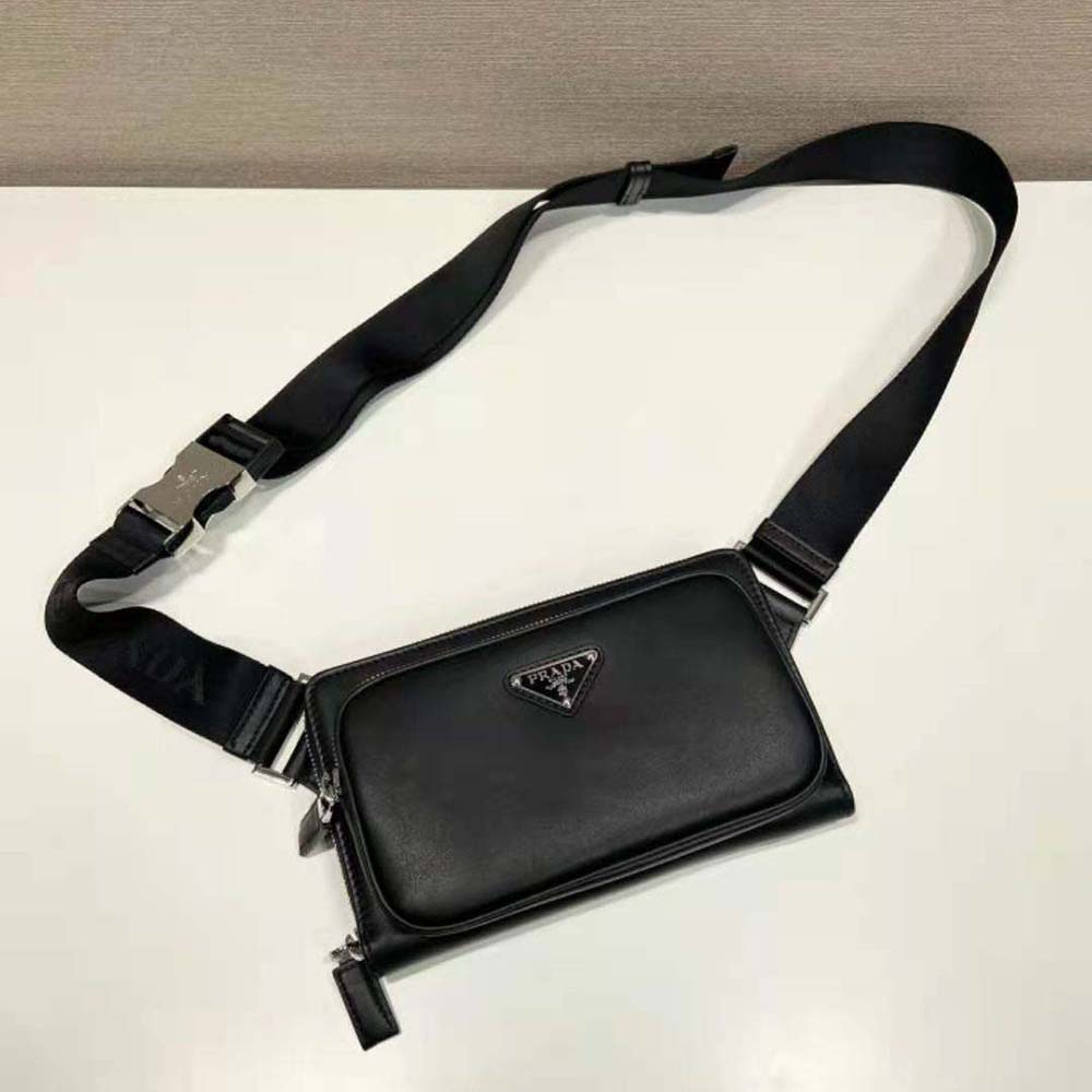 Prada Men Leather Shoulder Bag-Black - image 5