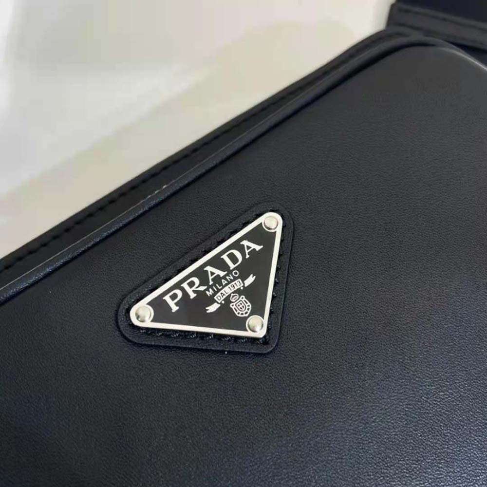 Prada Men Leather Shoulder Bag-Black - image 9