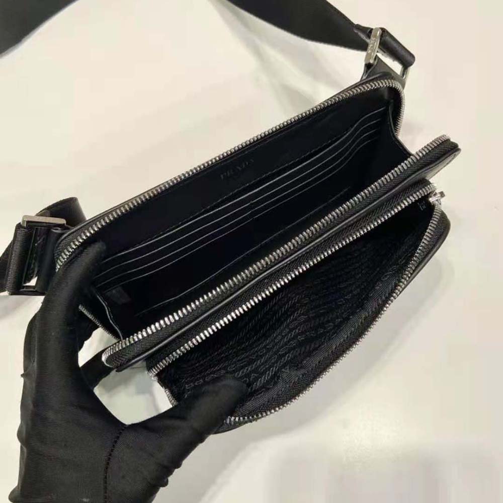 Prada Men Leather Shoulder Bag-Black - image 8