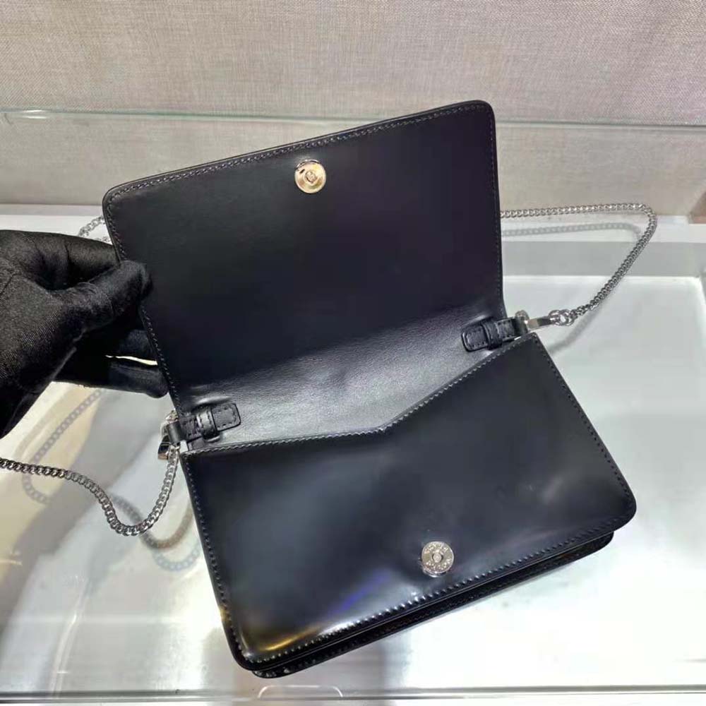 Prada Women Brushed Leather Shoulder Bag-Black - image 8