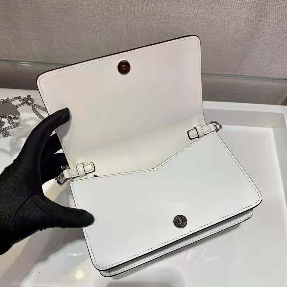 Prada Women Brushed Leather Shoulder Bag-White - image 7