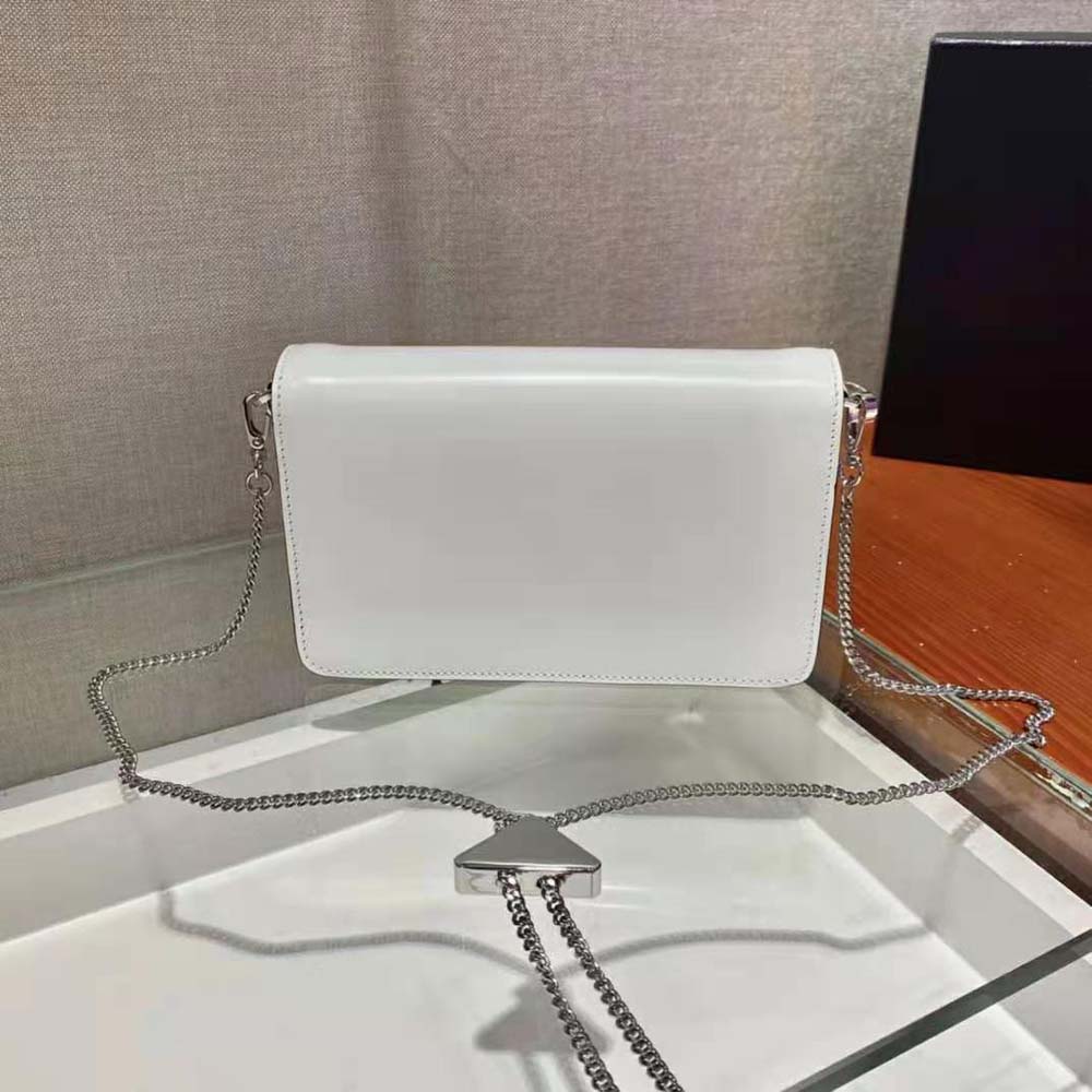 Prada Women Brushed Leather Shoulder Bag-White - image 4