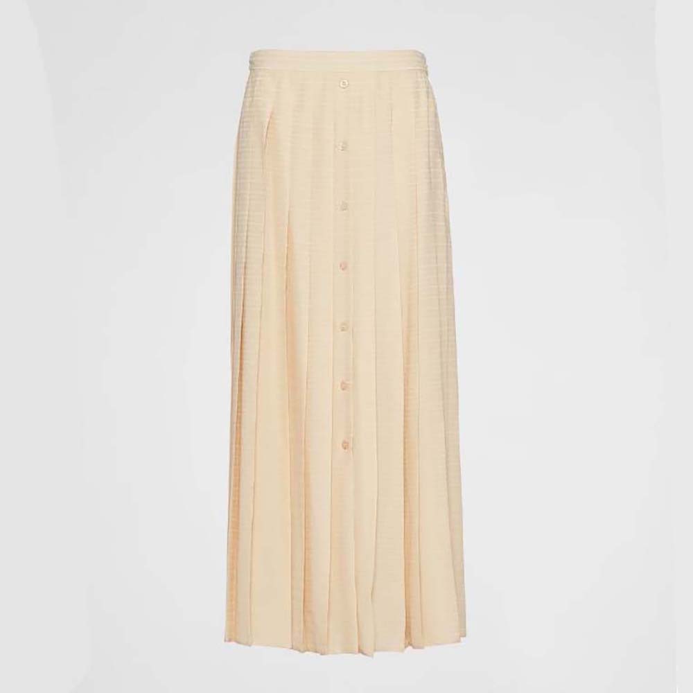 Front view of Prada Women Crêpe De Chine Jacquard Midi Skirt